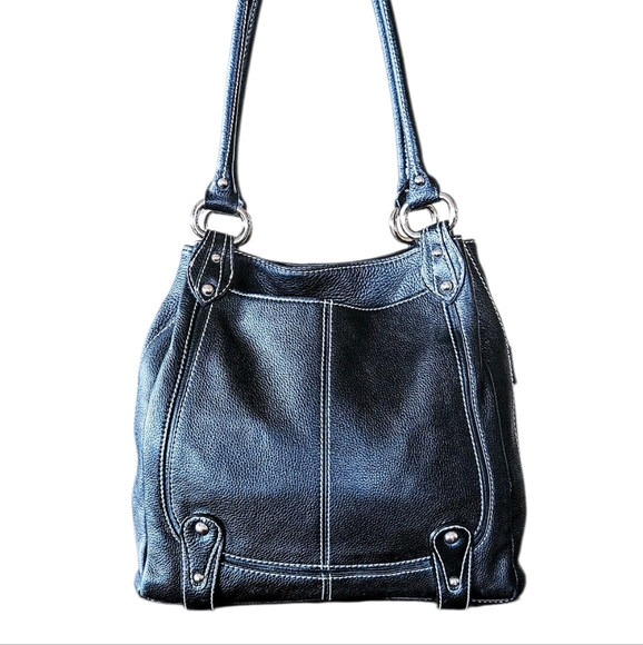 Vintage Sophia Caperelli Black Leather Jerusalem Shoulder Bag - Picture 1 of 14